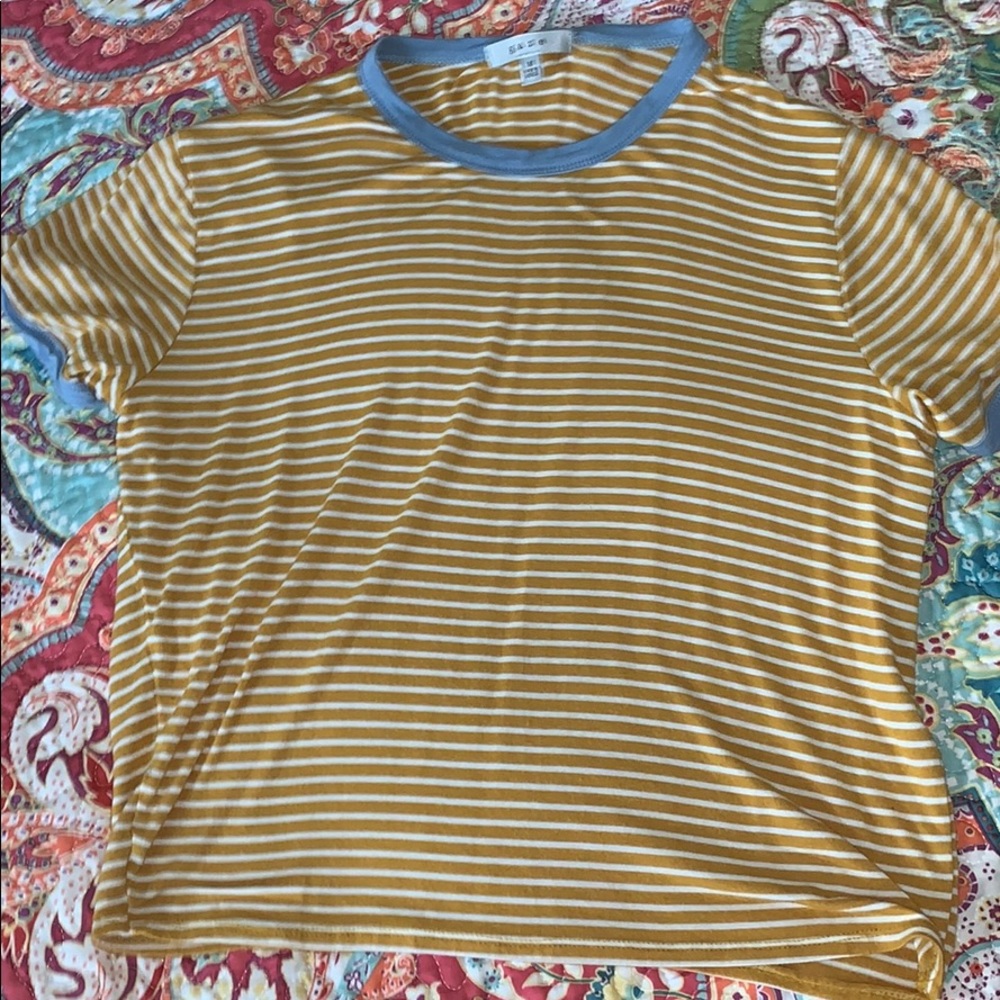 Yellow striped crop top